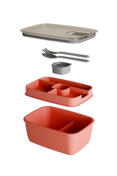 Citim Silicone Lid Vacuum Spoon Forked Sauce Bowl Compartment Lunch Box - 2 Layer Lunch Box - Lunch Box