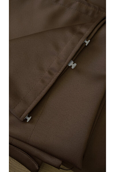 Yuka Blackout Light Proof Background Curtain Brown Color Single Wing Foldless 100% Blackout Sunshade