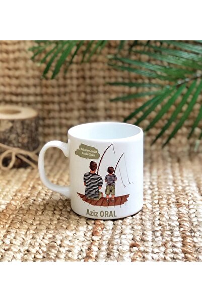 Gift Moda Kişiye Özel Balık Tutan Baba Oğul Kupa