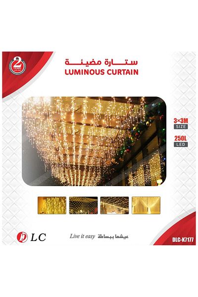 DLC Ramadan Decorations Hanging Luminous Curtain Led Light 3x3 meters Size With 250 Led Light