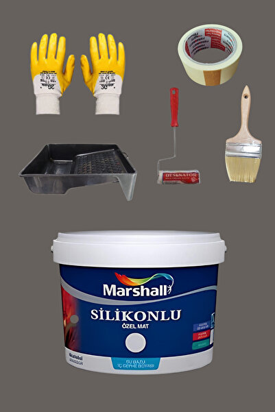 Marshall 5'li Set Silikonlu Özel Mat Duvar Boyası Karabiber 50 Çeşit Renk 2.5lt