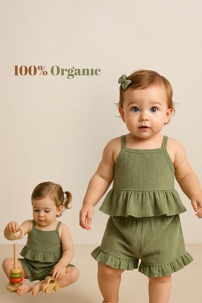 AKİF GİYİM Baby Girl & Child Burumcuk Fabric Frill Shorts Bottom Top Set