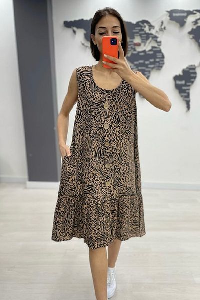 ESSFASIHON Φόρεμα με μοτίβο αμάνικο βισκόζη