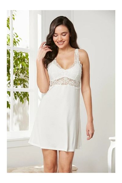 Pierre Cardin Lace Combed Cotton Nightgown Dressing Gown Set Ecru