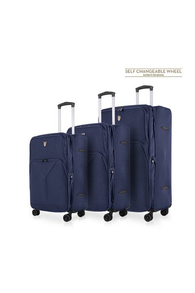 TUCCI 3-Piece Tripletta Softside Travel Luggage Trolley Set
