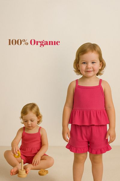 AKİF GİYİM Baby Girl & Child Burumcuk Fabric Frill Shorts Bottom Top Set