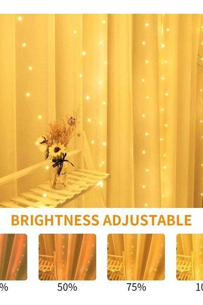 DLC Decorative curtain string lights 3 m x 2 m 200 working LED bulbs