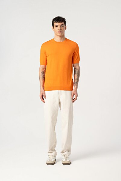 MFY Fashion Knitwear Crew Neck Tshirt 100% Cotton Orange