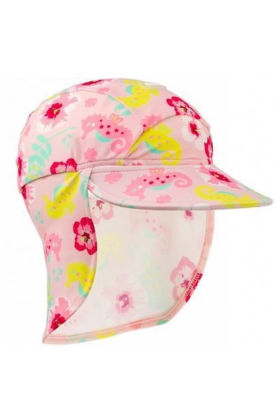 Banz Sun protection cap with neck protection, Floral Pink, 2-4 ani