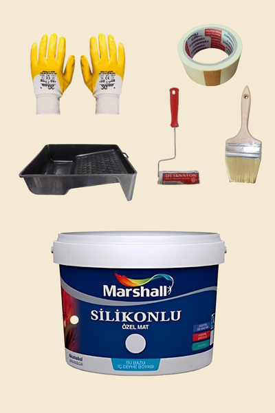 Marshall 5'li Set Silikonlu Özel Mat Duvar Boyası Mum Işığı 50 Çeşit Renk 2.5lt