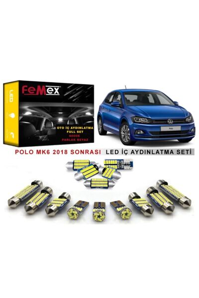 FEMEX Volkswagen Polo Mk6 2018 Uyumlu Sonrası Led Iç Aydınlatma Ampul Seti Pa...