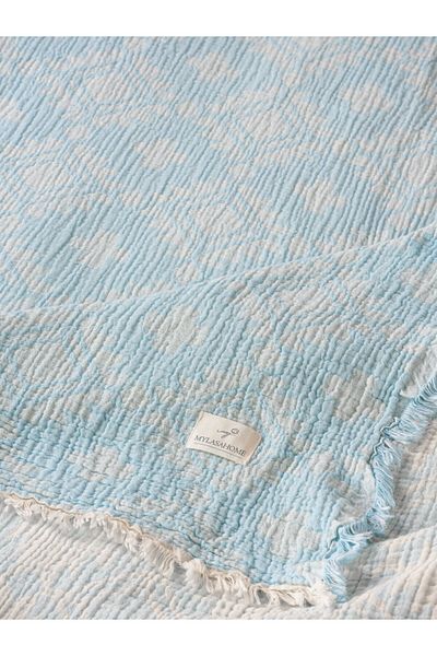 MYLASA HOME Muslin 4 Layer Aztec Patterned (Jacquard) Double Bedspread-Summer Pique 220X240Cm