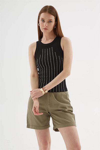 Fashion Friends Stoned Black Women's Sleeveless T-Shirt 25Y0518K1