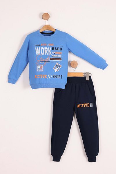 s.t. sebat tekstil Crew Neck Pocket Printed Boys Tracksuit Sb3112