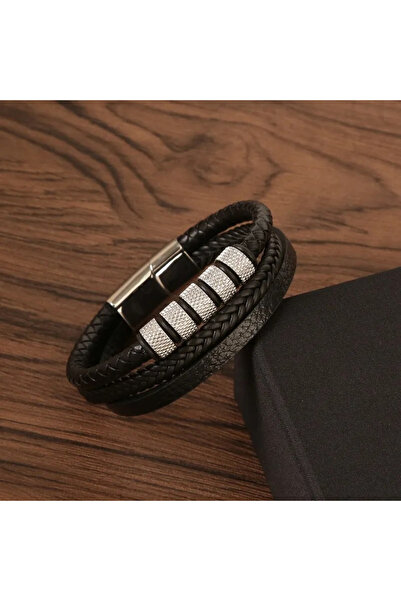 SIC MODA Bratara otel inoxidabil si piele SIC MODA 5631A, 5 mm