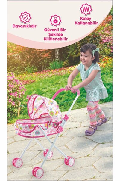 Brother Toys Yataklı Ve Tenteli Kaliteli Metal Oyuncak Puset Bebek Arabası