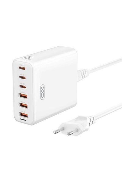 REDz Accessories Stație de încărcare, Xo-l133, 3 porturi USB 3 porturi Type-C, multiport, 75w, cablu 1,5m, alb