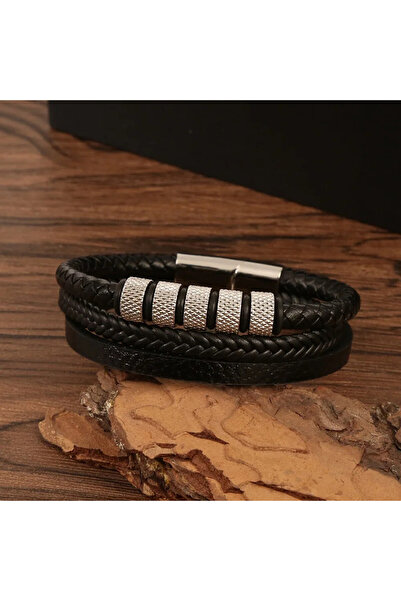 SIC MODA Bratara otel inoxidabil si piele SIC MODA 5631A, 5 mm