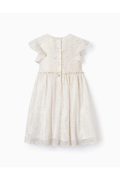 Ziddy Ceremony Dress for Girls, White/Gold