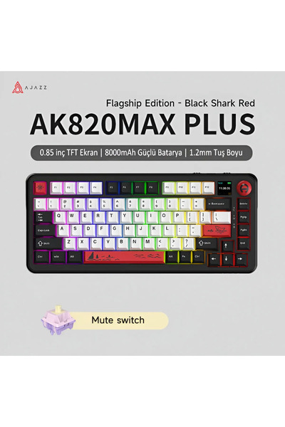 Coverzone Ajazz Ak820 Max Plus Mute Switch 3 Modlu Mekanik Oyun Klavyesi-tft Ekranlı-ultra Sessiz Rgb-hot Swap