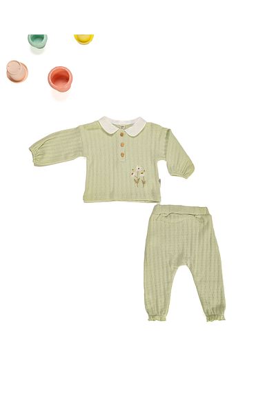 Tongs Baby Vintage Green Baby Girl Knitwear Bottom Top Set
