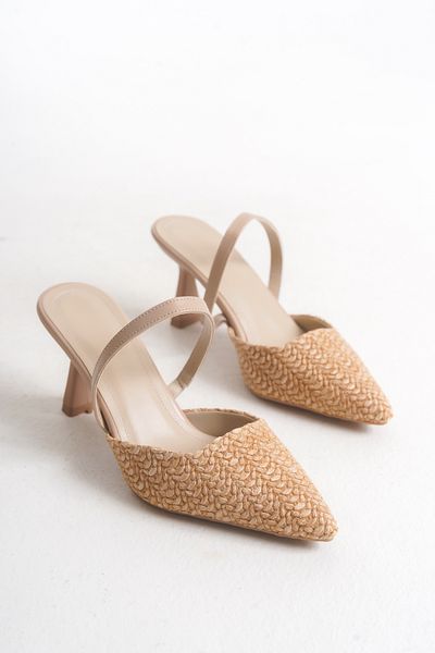 Solo Bag Women's Stylish Daily Wooden Thin Heel Open Back Shoes