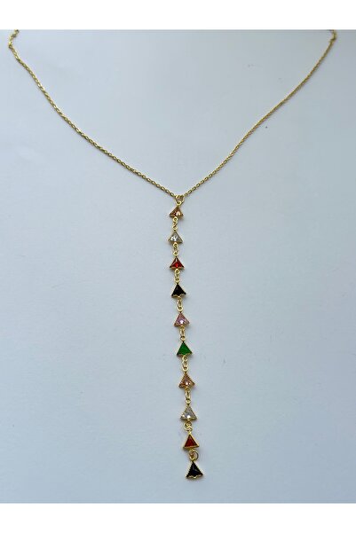 mibrillo Steel Color Stone Y Necklace