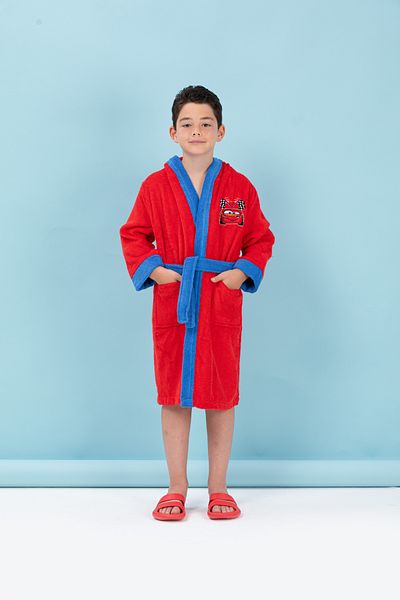 Özdilek Cars Go Embroidered Disney Licensed Hooded Children's Bathrobe Age 7/8