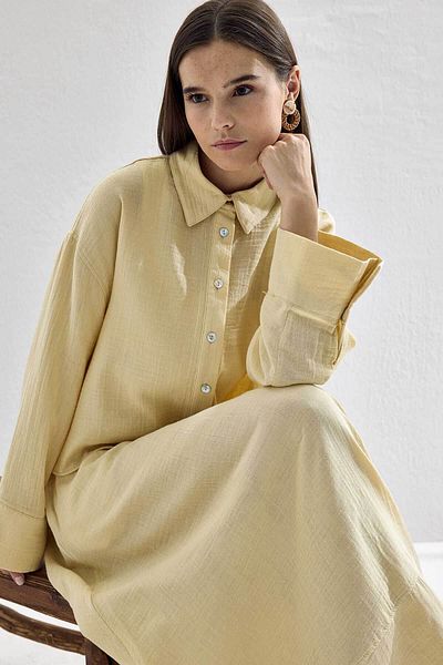 Hooopstore Muslin Soft Yellow Skirt Set