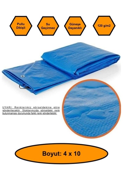 MRT PLASTİK EBATLI ÇADIR BRANDA, 120 GR/M2 SU GEÇİRMEZ, KAMYON SAMAN İNŞAAT GÖLGELEME ÇADIRI 4X10 MRT16