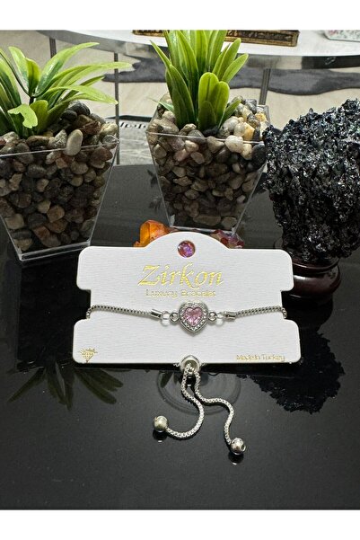 özzybijuteri Silver Color Heart Model Zircon Stone Bracelet (Tarnish Resistan...