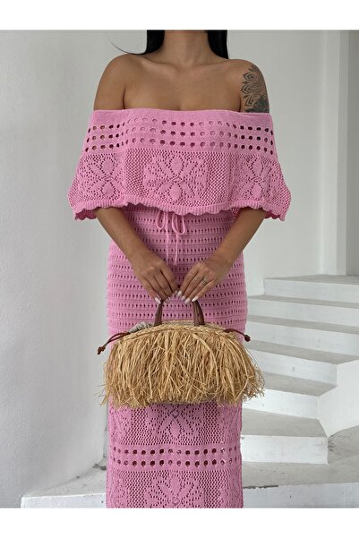 kenza'a Rochie de damă cu guler Madonna cu dantelă