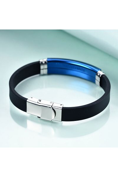 SIC MODA Men's stainless steel and silicone bracelet 4355
