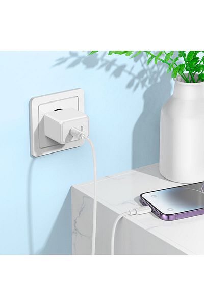 REDz Accessories Set încărcător hoco cs13a, adaptor cablu lightning, compatibil cu iphone, pd20w, alb