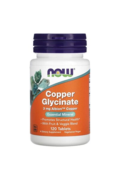 Now Copper Glycinate - Bakır Glisinat, 3 mg, 120 Tablet