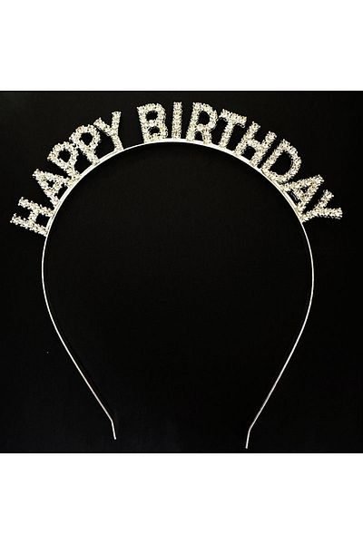 Skygo Silver Crystal Jewelled Happy Birthday Birthday Crown Imported Product A Quality 17x16 cm