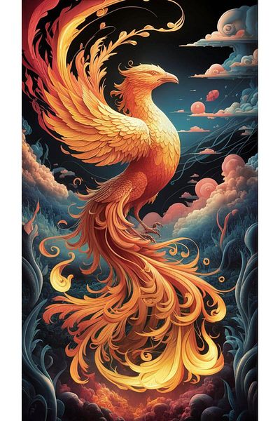 pixartsanat Phoenix and Sky Pixart Art Diamond Mosaic Painting 36X76