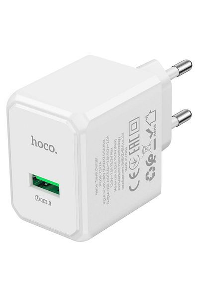 REDz Accessories Adaptor de rețea Hoco CS12A, port USB, încărcare rapidă 18W, alb
