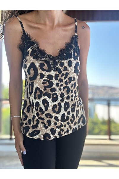 Atelier Derin Bluză mare cu imprimeu leopard cu bretele