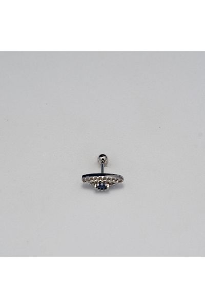 Piercing by Sever Eye Doll Navy Blue Evil Eye Steel Piercing… Silver Color and Transparent Stone (Targus Helix Conch Flat)