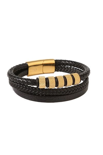 SIC MODA Bratara otel inoxidabil si piele SIC MODA 5631G, 5 mm
