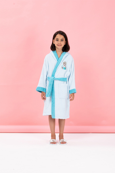 Özdilek Özdilek Frozen Snowflake Embroidered Disney Licensed Hooded Children's Bathrobe Age 11/12