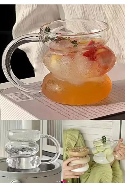 Janset 4Pcs Glass Mug 350ml Tea Coffee Mug Knuckle Mug Cup, Cold Coffee