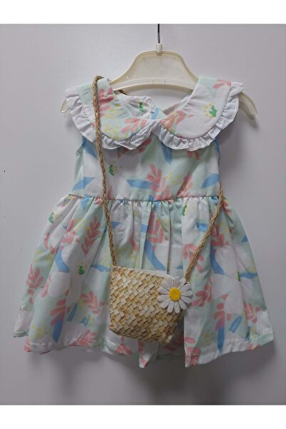 s.t. sebat tekstil Kız Çantalı Bebek Elbise YEŞİL