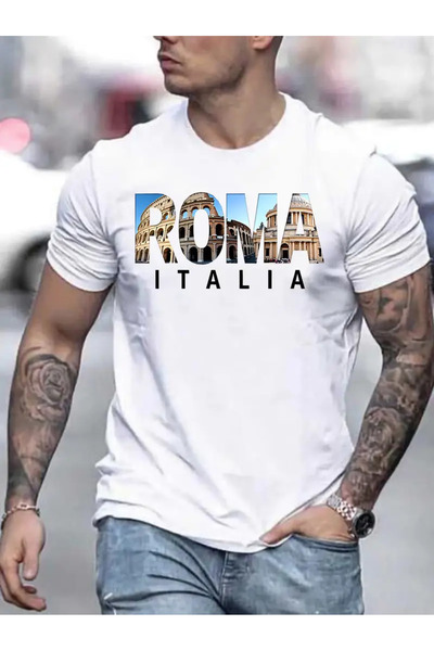 AEMİ Unisex Rim Italija Štampano 100% pamuk Oversize kroj T-shirt