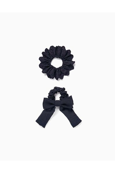 Ziddy Pack of 2 Scrunchie Hair Ties for Baby and Girl, Dark Blue