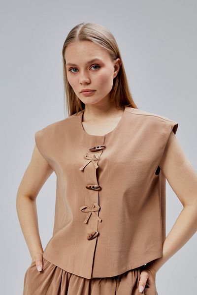 Bolivente Brown Regular Button Detailed Vest