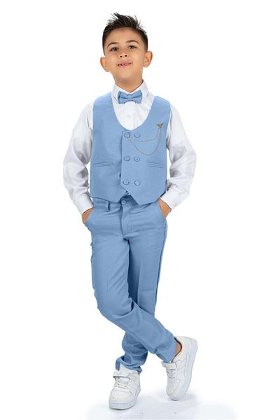 ŞEYMA BUTİK Boy's Vest, Pants, Shirt, Bow Tie and Chain Tuxedo Suit Sym0272