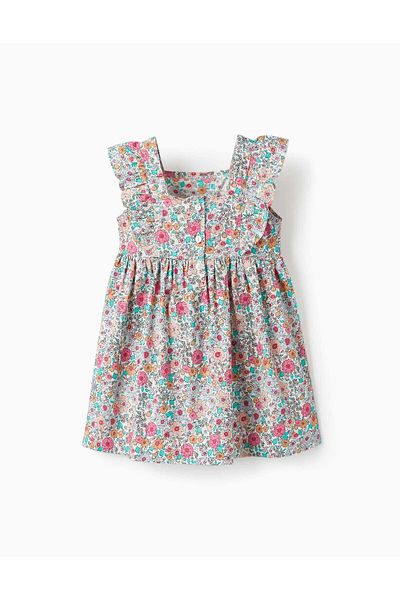 Ziddy Floral Cotton Dress for Baby Girls, Multicolour