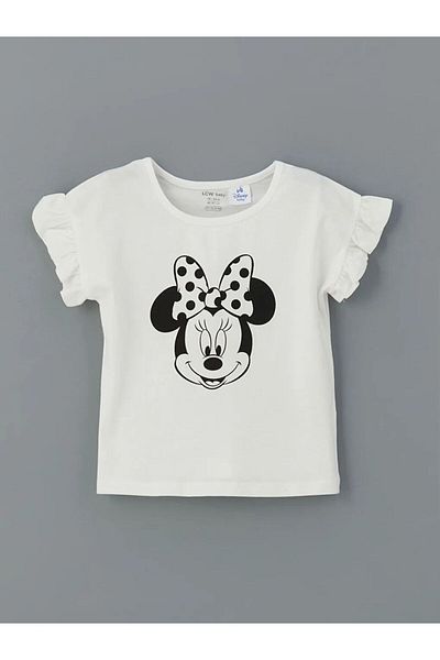 LC Waikiki Lcw Baby Ecru Minnie Mouse Printed Baby Girl Blouse and Shorts 2-Pack
